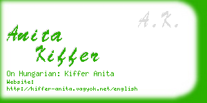 anita kiffer business card